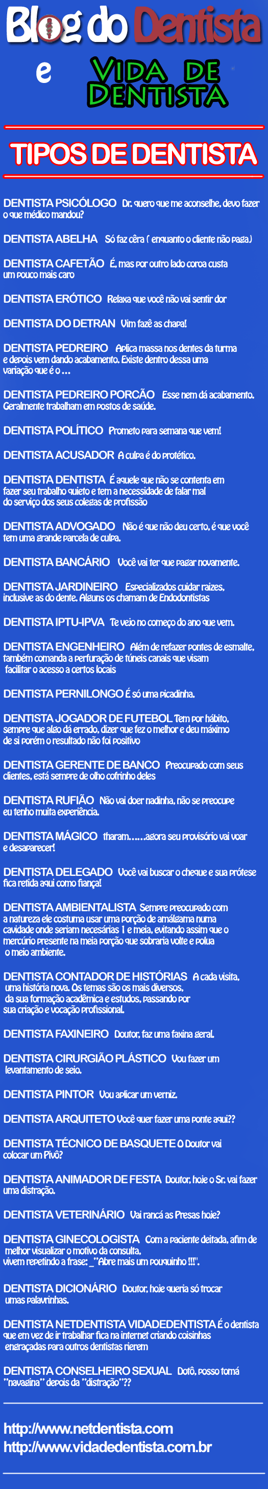 tipos de dentista