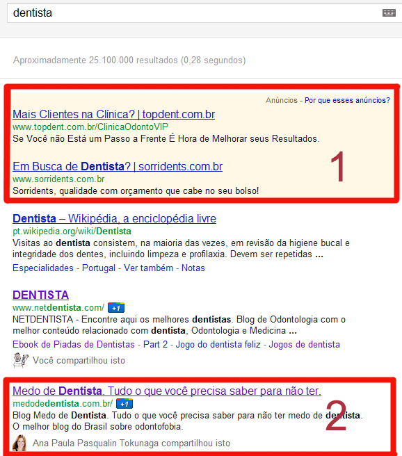 dentista no google