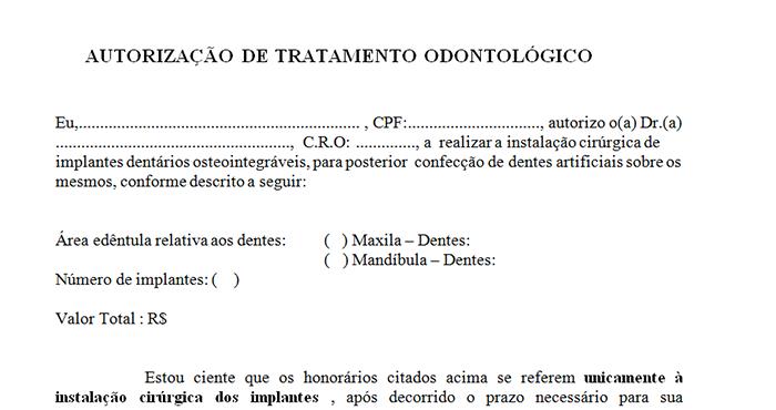 modelo contrato tratamento odontológico implantes